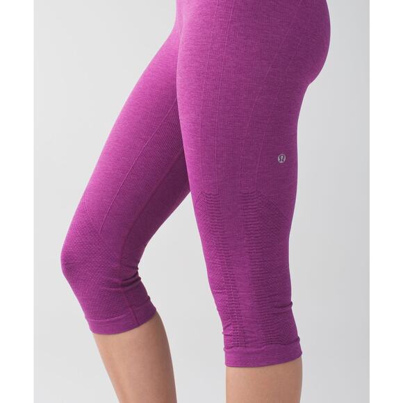 Lululemon In The Flow Crop Heathered Regal Plum Purple 6 - Picture 9 of 10